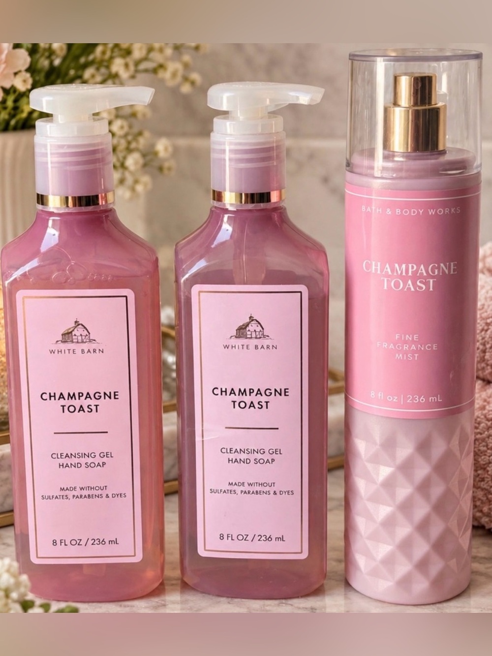 White Barn Champagne Toast Pink  2 Hand Soap & Fragrance Mist Set